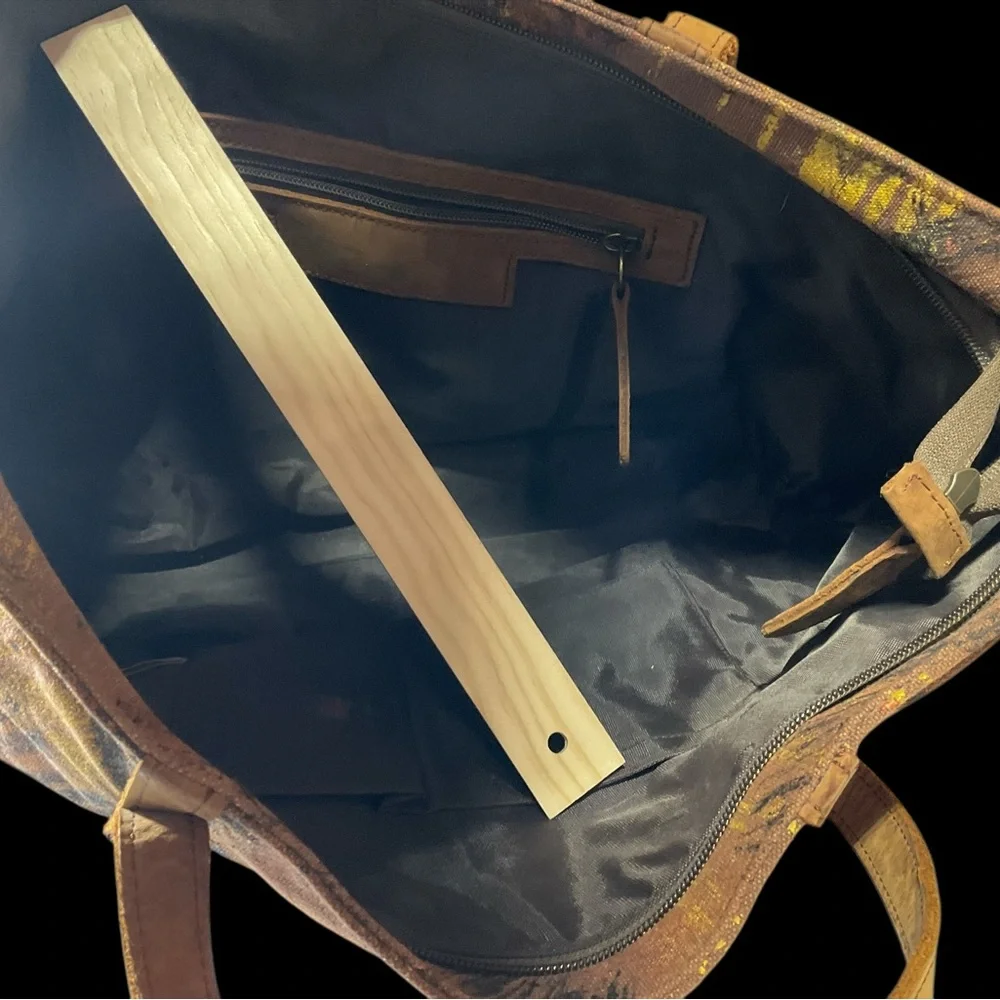 Brown and Black Abstract Tote Bag - Picture 5 of 6